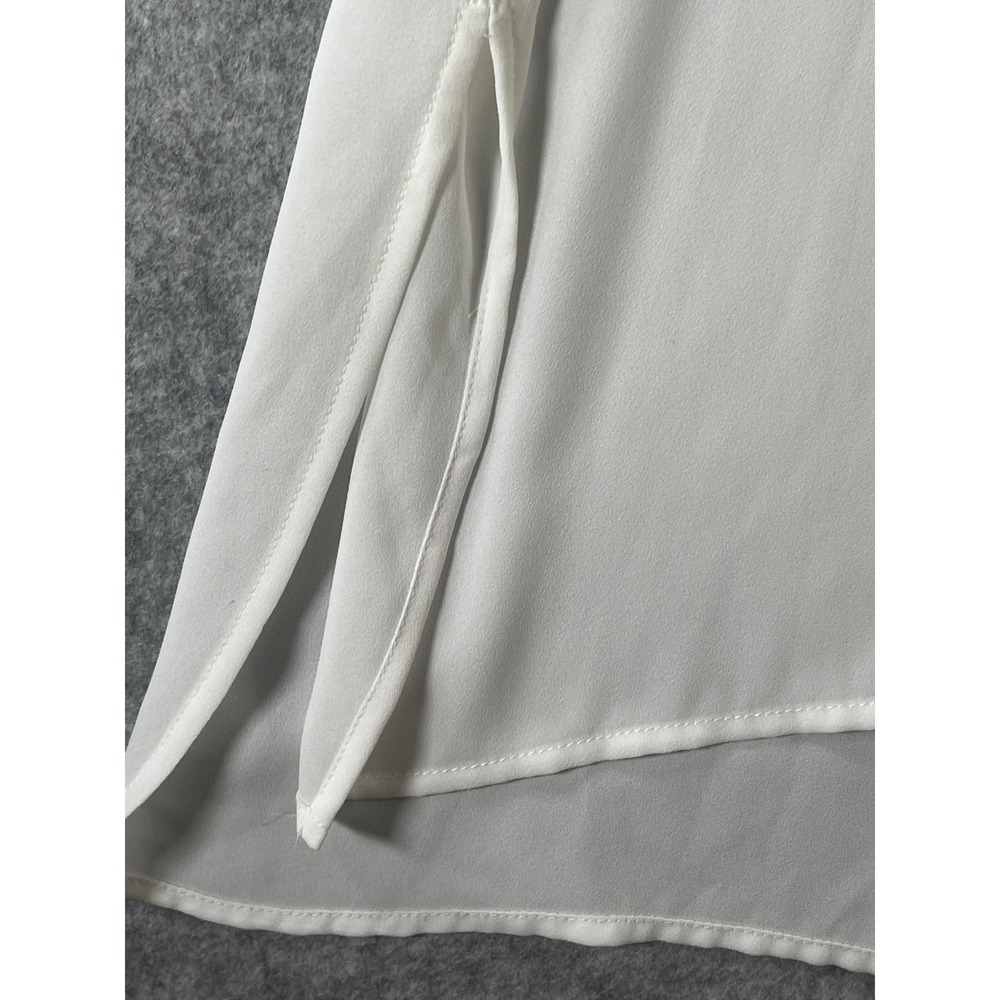 Lush Women Ivory White Sleeveless High Low Blouse Keyhole Back Side Slit Small - Picture 9 of 13
